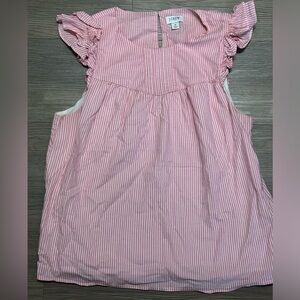 Striped, ruffled sleeve top